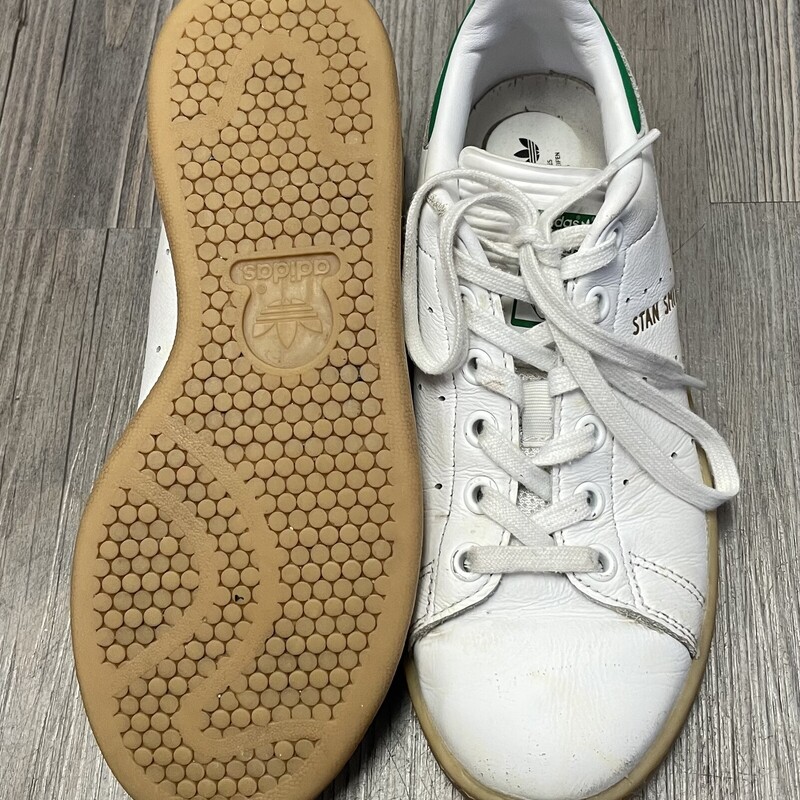 Adidas Stan Smith Shoes, White/Green, Size: 4Y